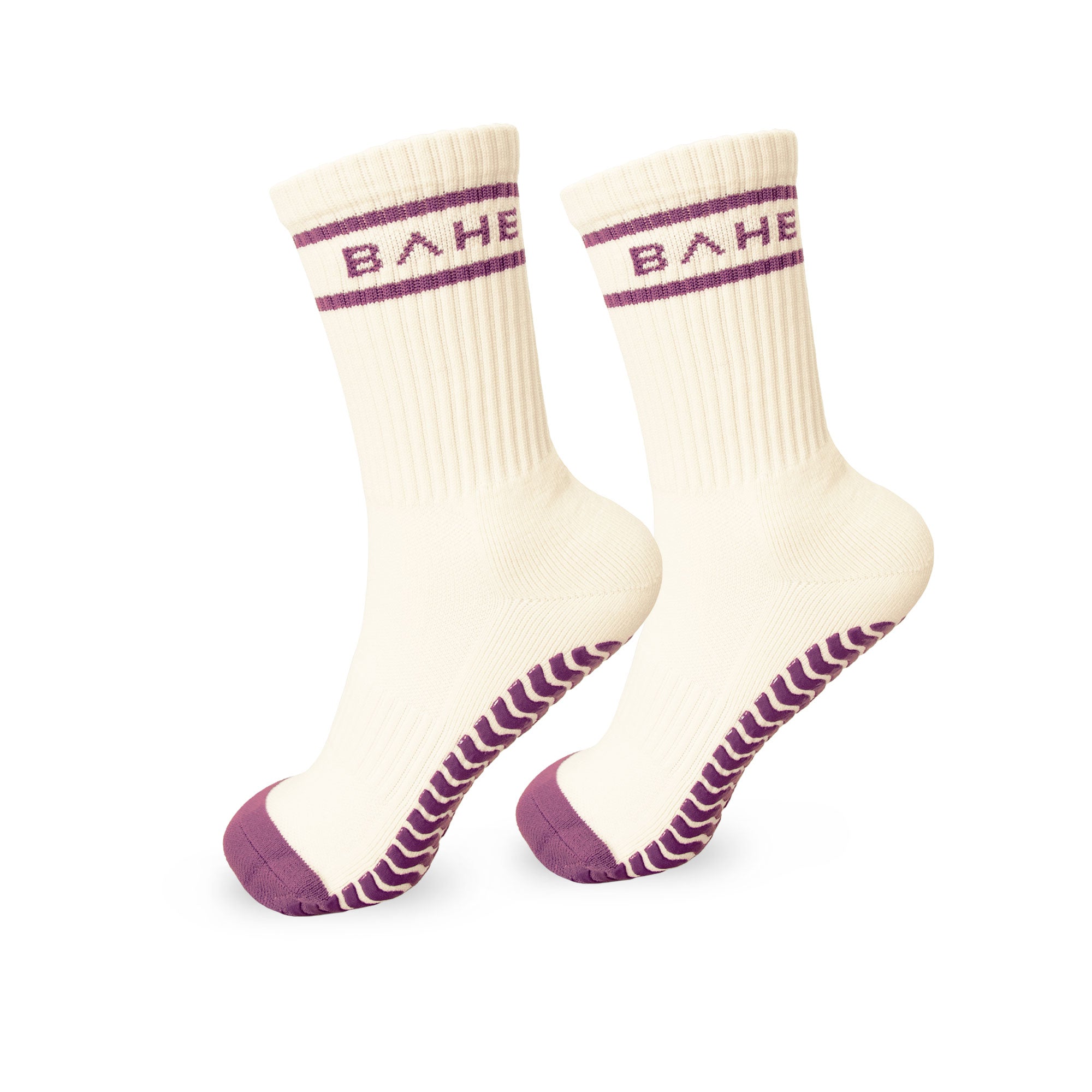 STUDIO GRIPPY CREW SOCKS 2 PACK MAUVE/PALE LEMON