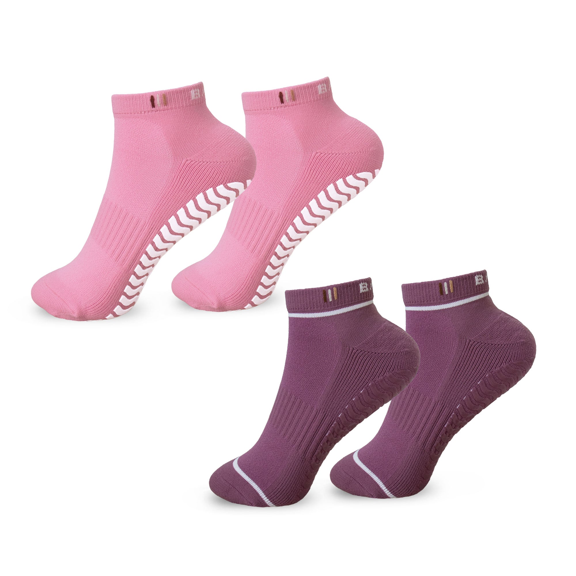 STUDIO GRIPPY ANKLE SOCKS 2 PACK MAUVE MULTI