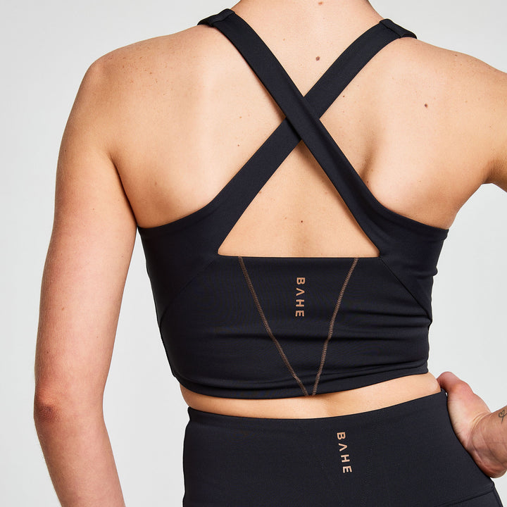 ATTUNE CROSS BACK TOP BLACK