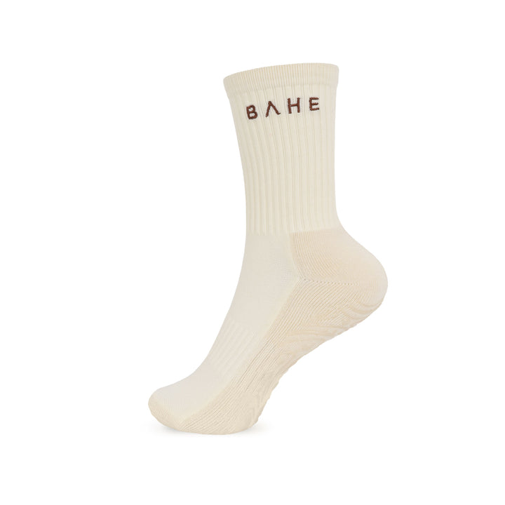 STUDIO GRIPPY CREW SOCKS COCONUT