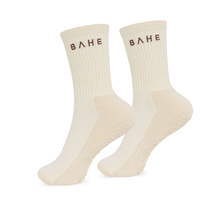 STUDIO GRIPPY CREW SOCKS COCONUT
