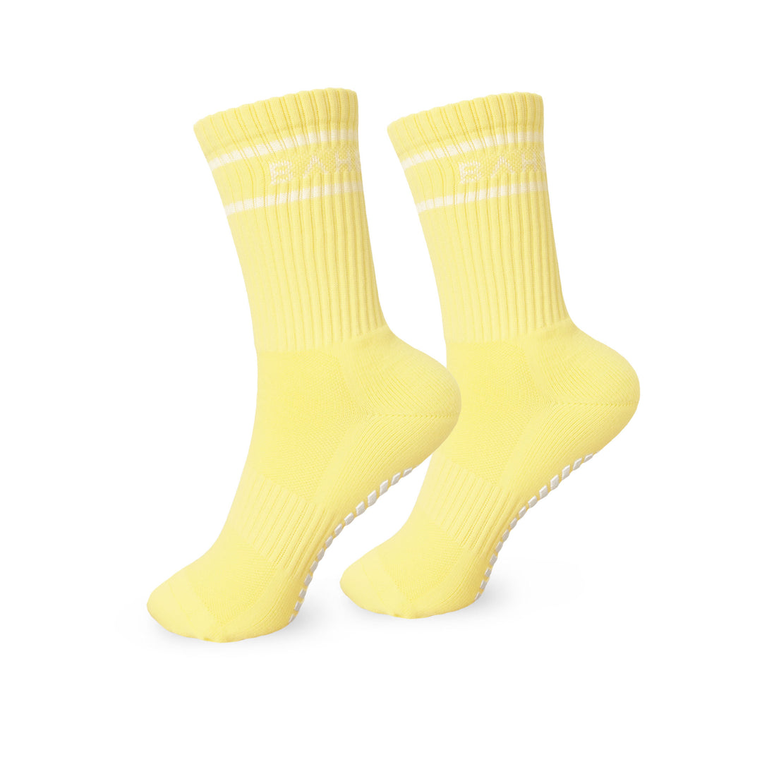 STUDIO GRIPPY CREW SOCKS 2 PACK MAUVE/PALE LEMON