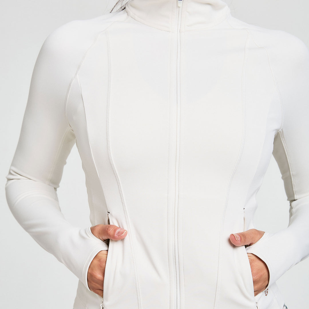 ATTUNE SEAMED ZIP THROUGH JACKET COCONUT