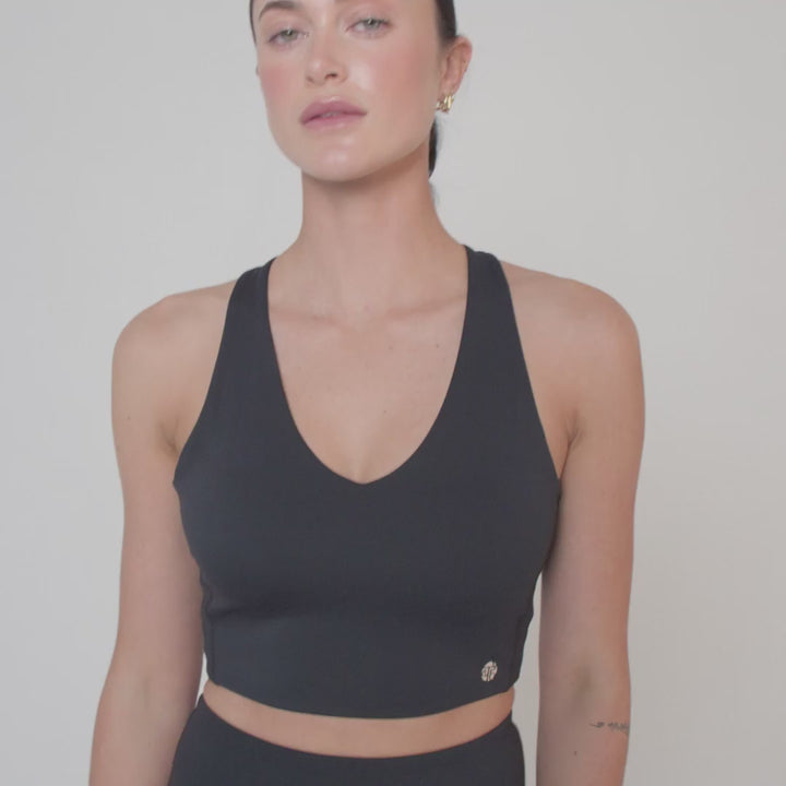ATTUNE CROSS BACK TOP BLACK